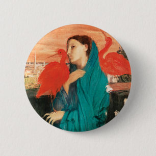Young Woman with Ibis Fine Art by Edgar Degas 2 Inch Round Button
