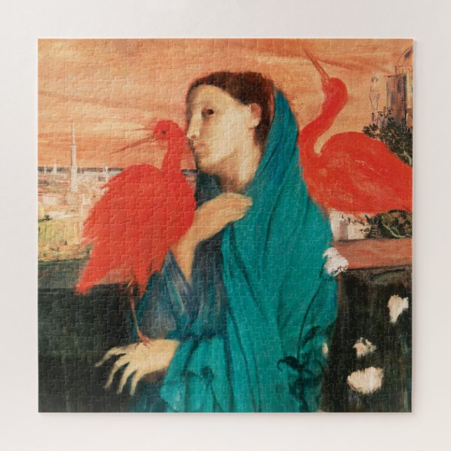 Young Woman with Ibis Fine Art by Edgar Degas Jigsaw Puzzle (Horizontal)