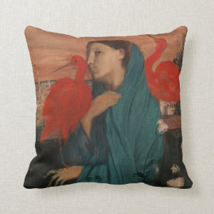 Young Woman with Ibis Throw Pillow