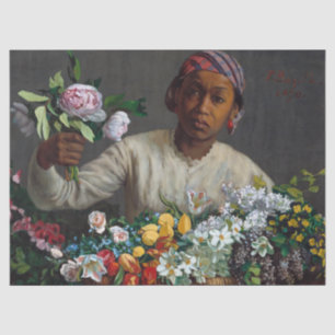 Young Woman with Peonies by Frederic Bazille Tissue Paper