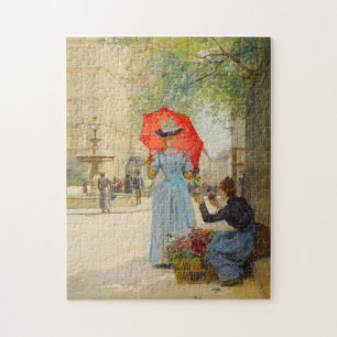 Young Woman with Umbrella Victor Gabriel Gilbert Jigsaw Puzzle
