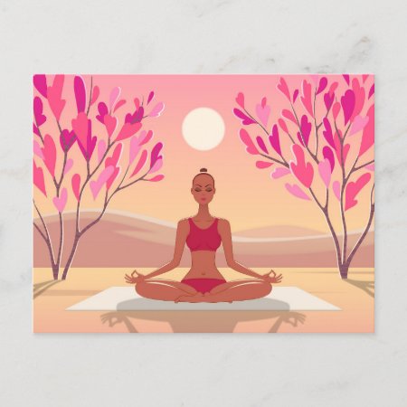 Young Woman Yoga Meditation Padmasana Pink Golden 
