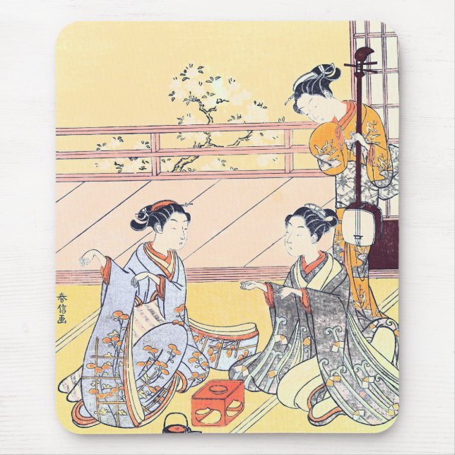 Young Women Playing Kitsune-ken Mouse Pad (Front)