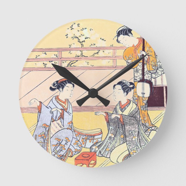 Young Women Playing Kitsune-ken Round Clock (Front)