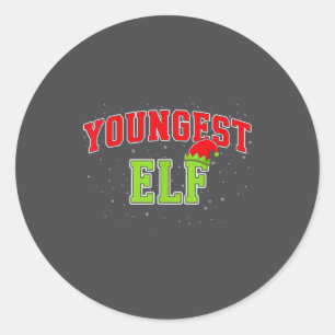 Youngest Elf Christmas Family Matching Group Xmas  Classic Round Sticker