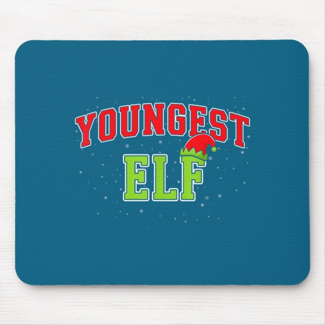 Youngest Elf Christmas Family Matching Group Xmas  Mouse Pad (Front)