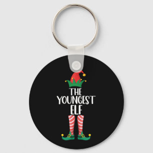 Youngest Elf Matching Family Christmas Party Keychain