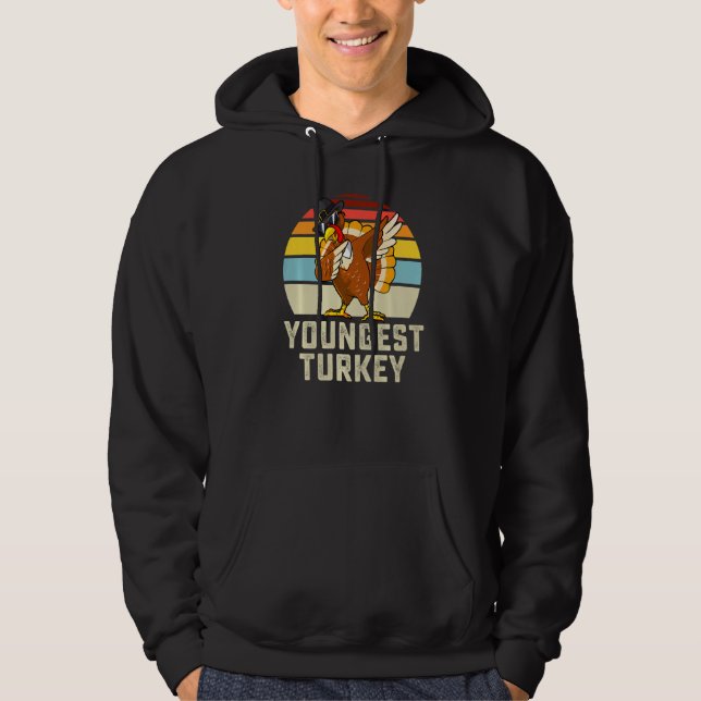 Youngest Turkey Matching Family Thanksgiving Group Hoodie (Front)