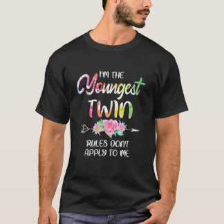 Youngest Twin Sibling Birthday Funny Twins Matchin T-Shirt