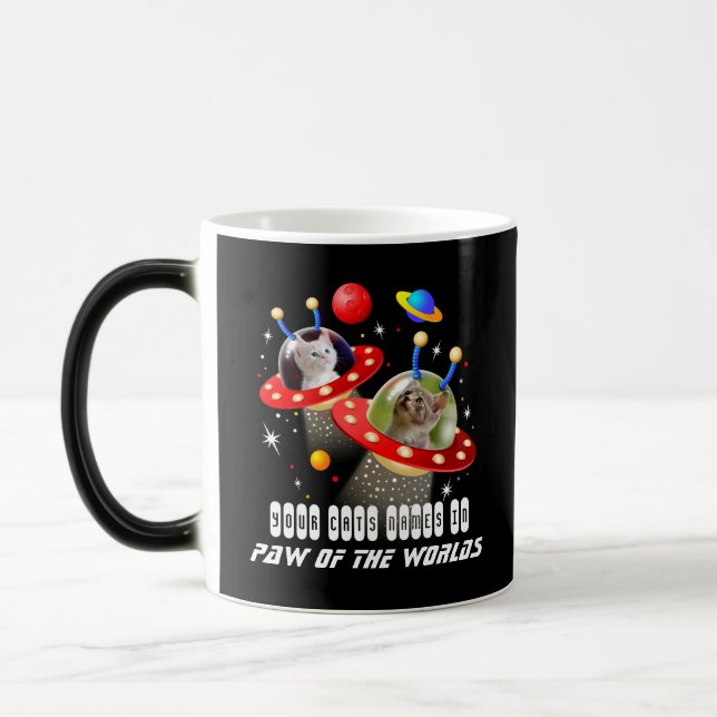 Your 2 Cats in an Alien Spaceship UFO Sci Fi Film Magic Mug (Left)