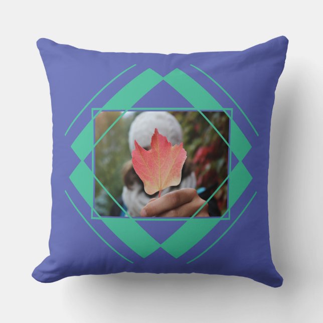 YOUR 2 PHOTOS in a Geometric Pattern throw pillow (Front)
