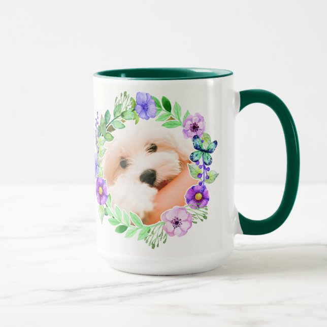 Your 2 Photos in Flower Frame mugs (Right)