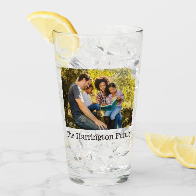 YOUR 2 photos & name custom pint glass (Front Ice)