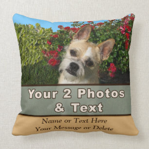 Your 2 Pictures, Text Personalized Photo Pillows