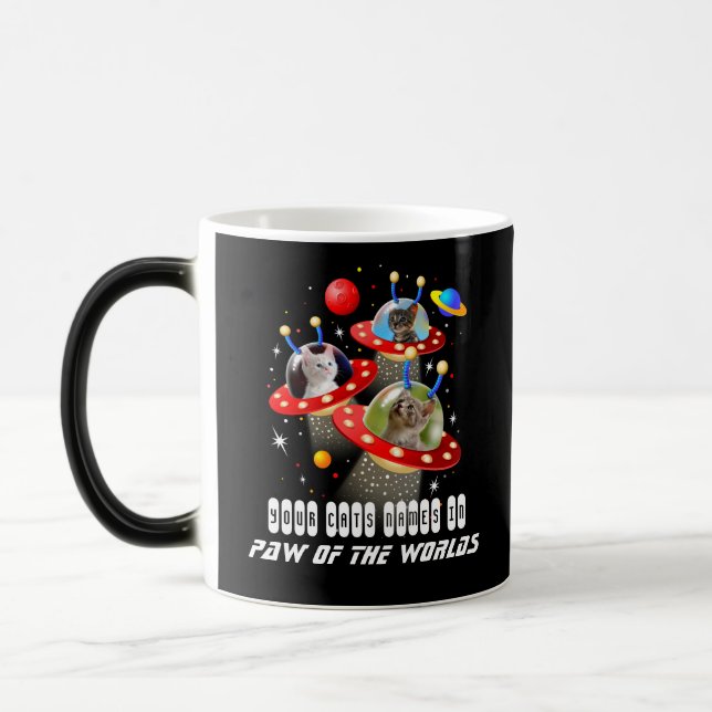 Your 3 Cats in an Alien Spaceship UFO Sci Fi Film Magic Mug (Left)