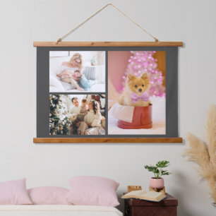 Your 3 Family Photos Hanging Tapestry