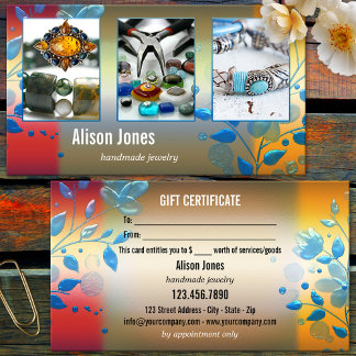 Your 3 Photos Colourful Floral Jewellery Gift Busi