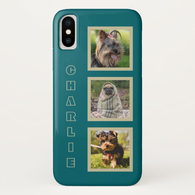 YOUR 3 PHOTOS & custom name phone cases (Back)