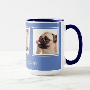 YOUR 3 PHOTOS / dogs custom colour mugs