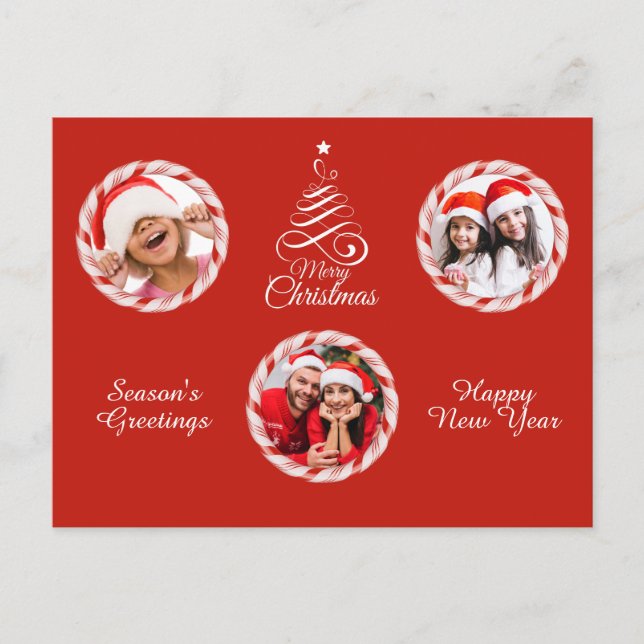 YOUR 3 photos in a Candy Frame custom postcard (Front)