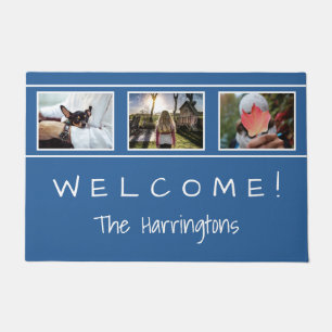 YOUR 3 PHOTOS & TEXT door mats