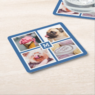 YOUR 4 INSTAGRAM PHOTOS & MONOGRAM coasters