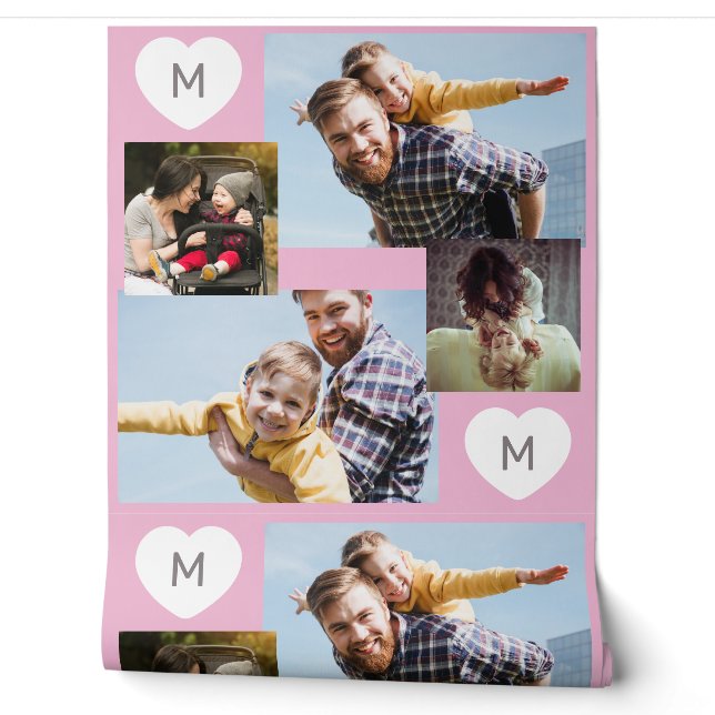 YOUR 4 photos, monogram, & desired colour Wallpaper (Unrolling)