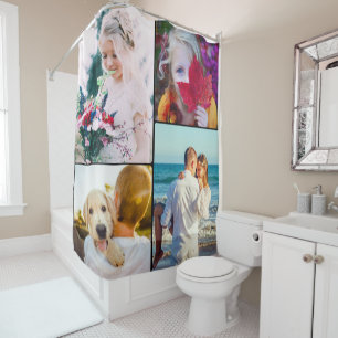 Your 4 Photos Rounded Frame Shower Curtain