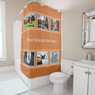 YOUR 6 PHOTOS & TEXT shower curtain