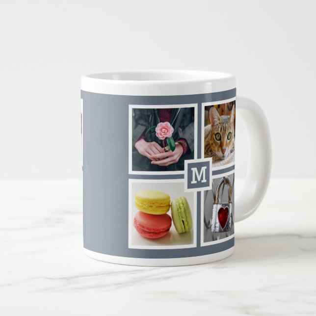 YOUR 8 PHOTOS & MONOGRAM mugs (Front Right)