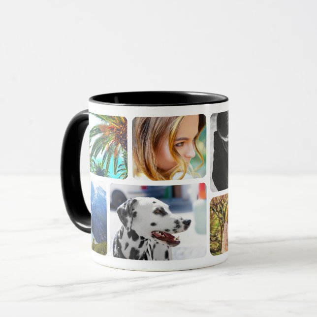 Your 8 Photos Rounded Template Coated Mug (Front Left)