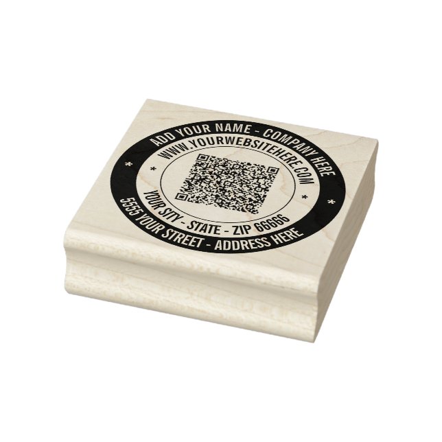 Your Address Round QR Code Rubber Stamp Template (Stamp)