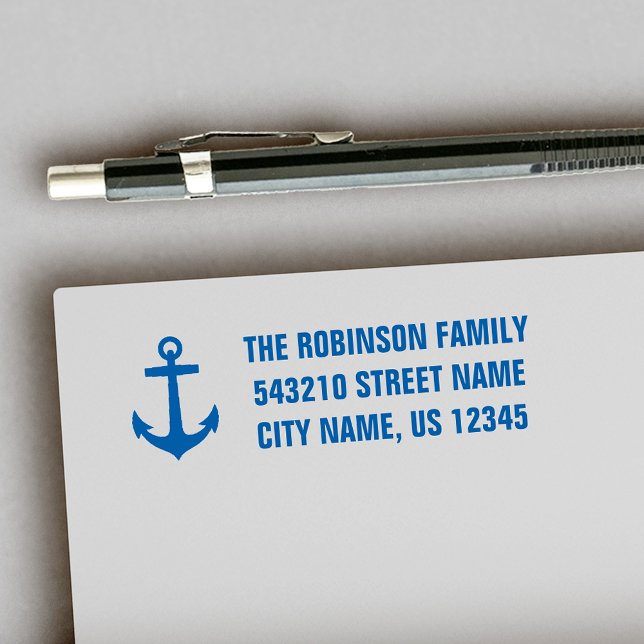 Your Address Text Nautical Boat Anchor Pick Colour Self-inking Stamp (Creator Uploaded)