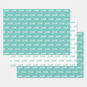 Your Age Custom Number Pattern - Teal and White Wrapping Paper Sheet