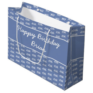 Your Age Number Pattern - Blue & White Large Gift Bag
