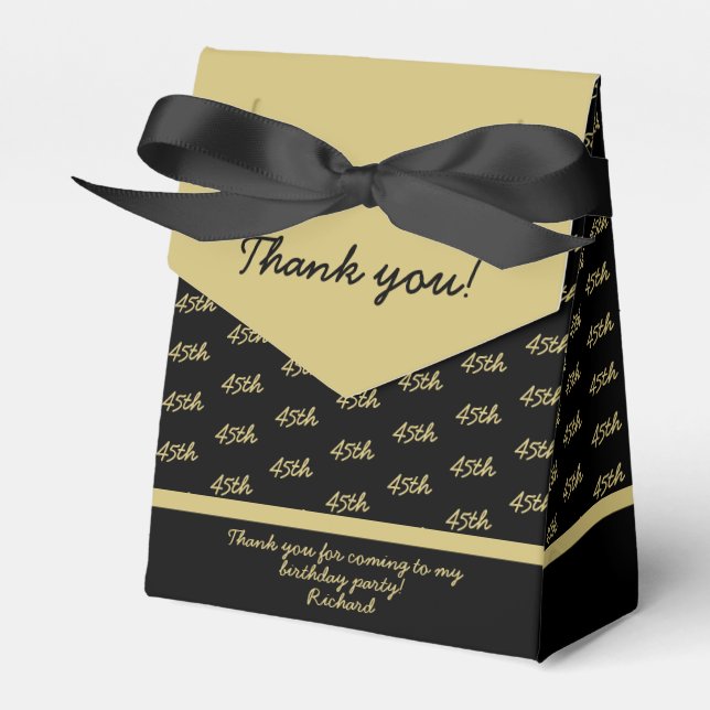 Your Age Offset Number Pattern - Black/Gold Favor Box (Front Side)