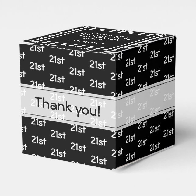 Your Age Offset Number Pattern - Black/White Favor Box (Front Side)