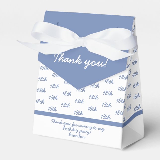 Your Age Offset Number Pattern - Blue/White Favor Box (Front Side)