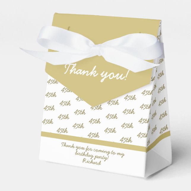 Your Age Offset Number Pattern - Gold/White Favor Box (Front Side)