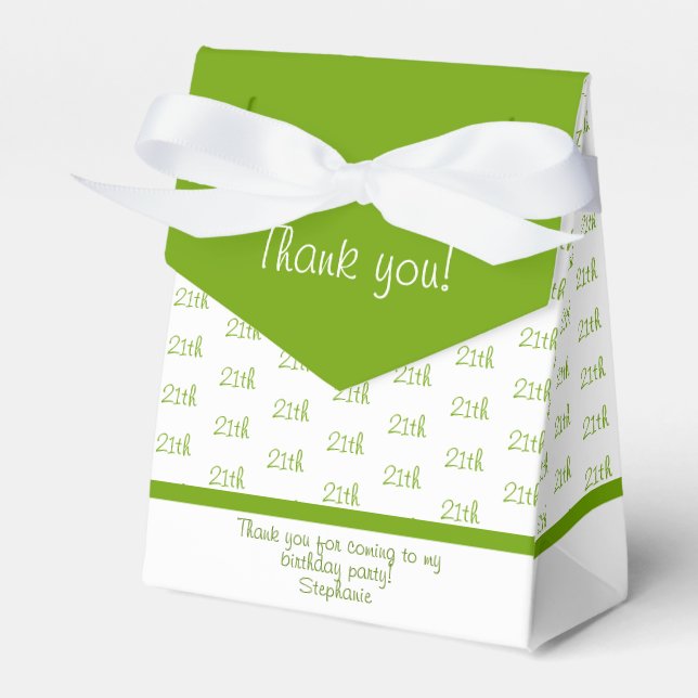 Your Age Offset Number Pattern - Green/White Favor Box (Front Side)