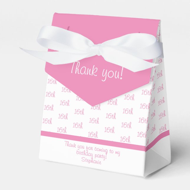Your Age Offset Number Pattern - Pink/White Favor Box (Front Side)