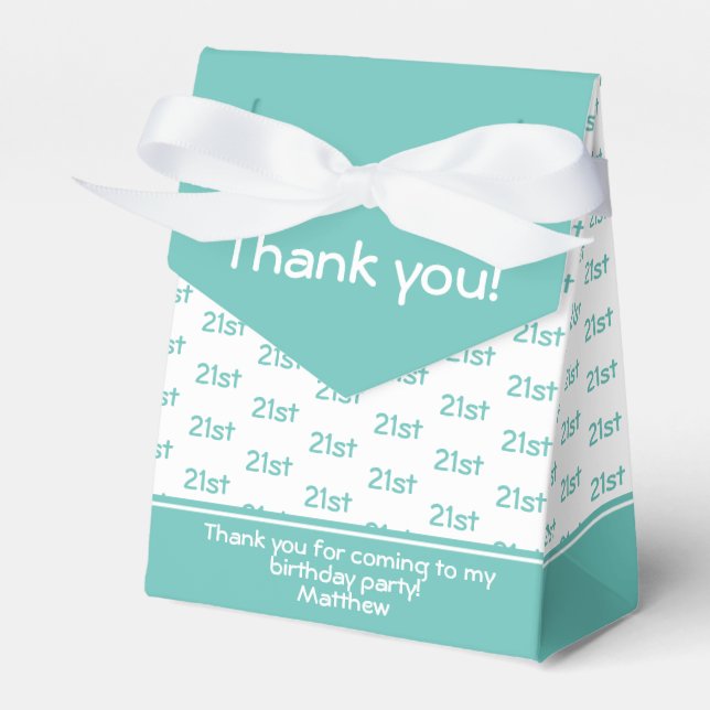 Your Age Offset Number Pattern - Teal/White Favor Box (Front Side)
