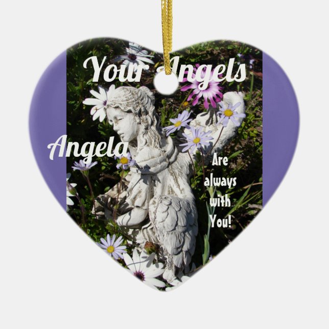 Your Angels Are Always with You Floral Angel Ceramic Ornament (Front)