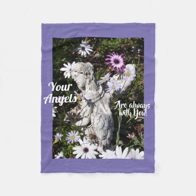 Your Angels Are Always with You Floral Angel Fleece Blanket (Front)