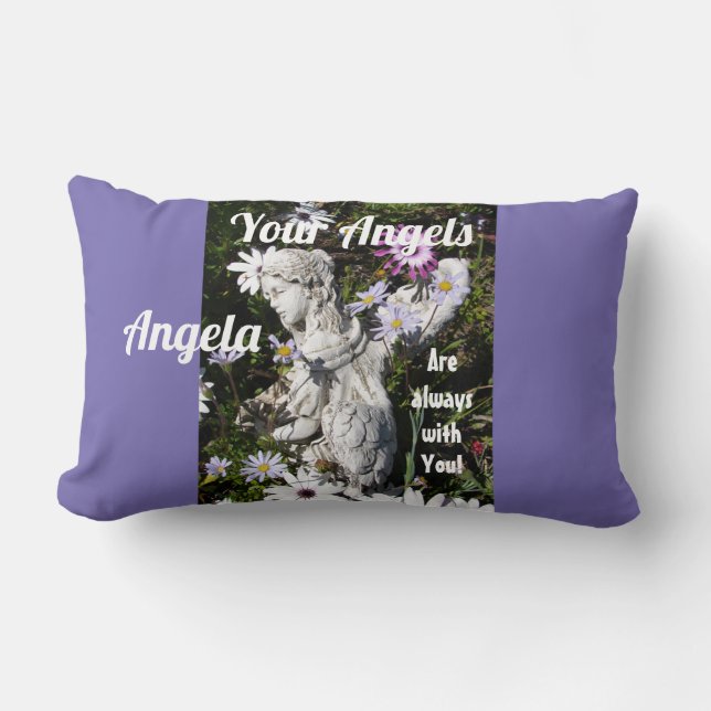 Your Angels Are Always with You Floral Angel Lumbar Pillow (Front)