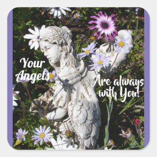 Your Angels Are Always with You Floral Angel Square Sticker