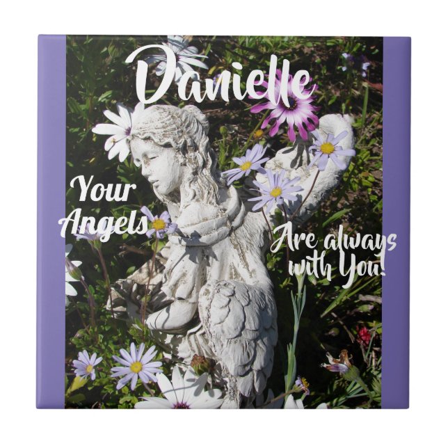Your Angels Are Always with You Floral Angel Tile (Front)