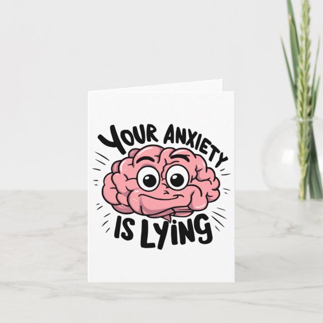 Your Anxiety Is Lying! Anxious Cartoon Sticker  Card (Front)