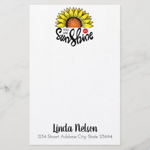 Your are My Sunshine Sunflower Personalized Stationery