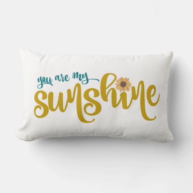 Your are My Sunshine Sunflower Typography  Lumbar Pillow (Front)